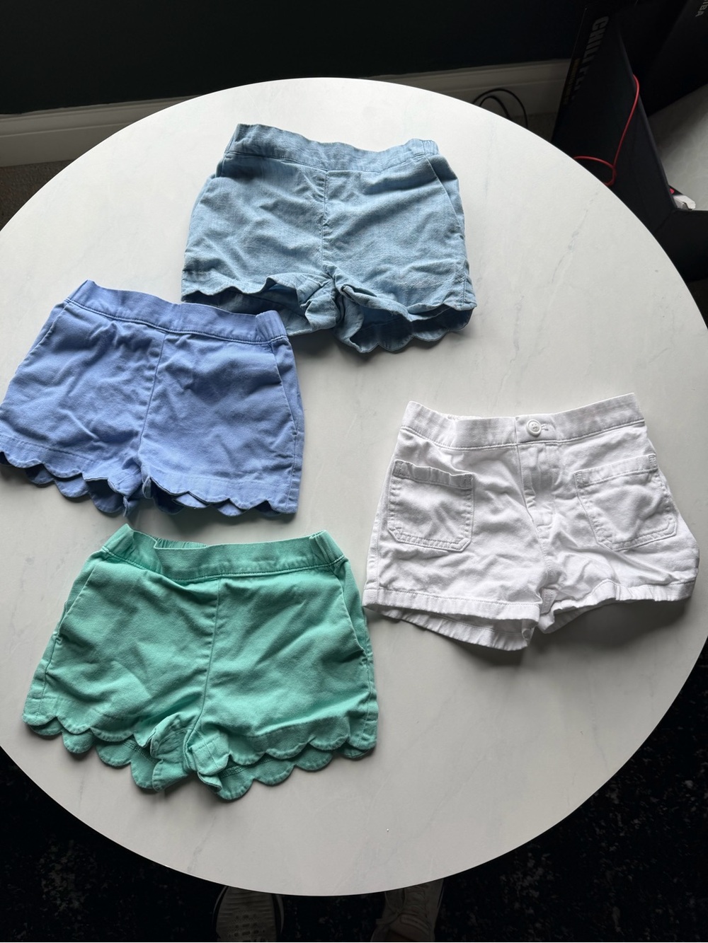 Crewcuts Girls' Scallop Hem Shorts - Blue, Light Blue, Mint, White